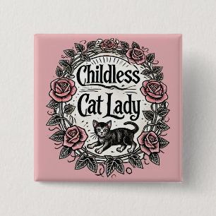 Macaron Carré 5 Cm Femme au chat sans enfant
