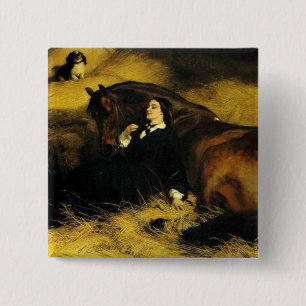 Macaron Carré 5 Cm Femme et Cheval