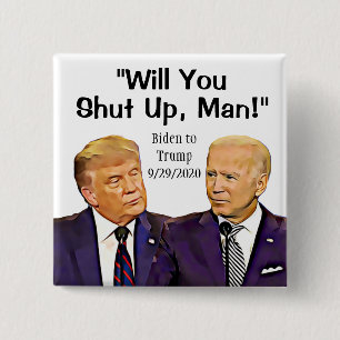 Macaron Carré 5 Cm Fermez-la, mec, Biden à Trump