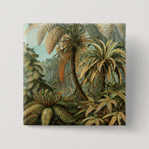 Macaron Carré 5 Cm Ferns Palm Tree Antiquité Botanique Ferns Art
