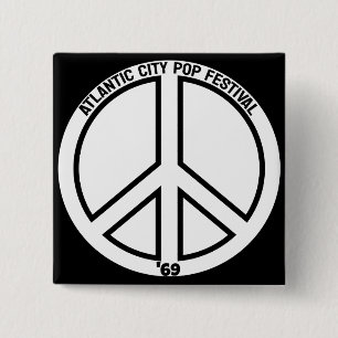 Macaron Carré 5 Cm Festival de pop de la ville d'Atlantique - 1969
