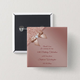 Macaron Carré 5 Cm Fête d'anniversaire paillettes et rose gold Glamou