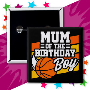 Macaron Carré 5 Cm Fête de basket-ball pour enfants maman du garçon d