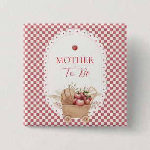 Macaron Carré 5 Cm Fête de bébé Boho Gingham Rouge Maman à Venir