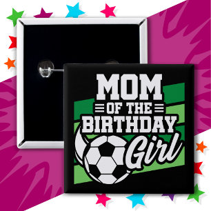 Macaron Carré 5 Cm Fête de football de football Maman de la fille d'a