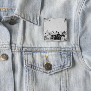 Macaron Carré 5 Cm Fête d'Halloween noir et blanc