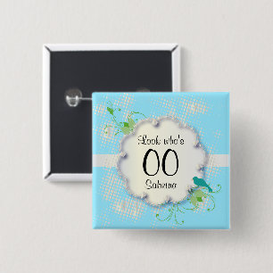 Macaron Carré 5 Cm Fête du 00e anniversaire Bouton Pinback do-it-yo