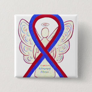 Macaron Carré 5 Cm Fibrose pulmonaire Sensibilisation Ruban Angel Pin