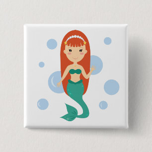 Macaron Carré 5 Cm Fille caricature sirène princesse