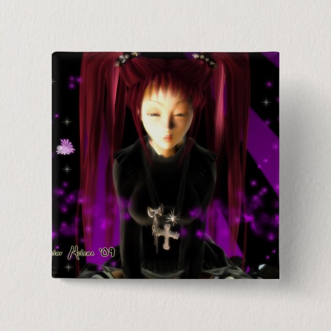 Macaron Carré 5 Cm Fille de Goth (Devant)