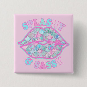 Macaron Carré 5 Cm Fille Splashy & Sassy Rose Turquoise Mermaid Kiss