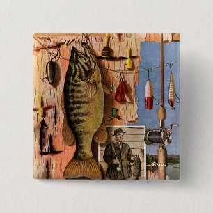 Macaron Carré 5 Cm Fishing Still Life par John Atherton