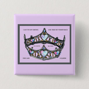 Macaron Carré 5 Cm Fix my crown take power back am queen pink silver