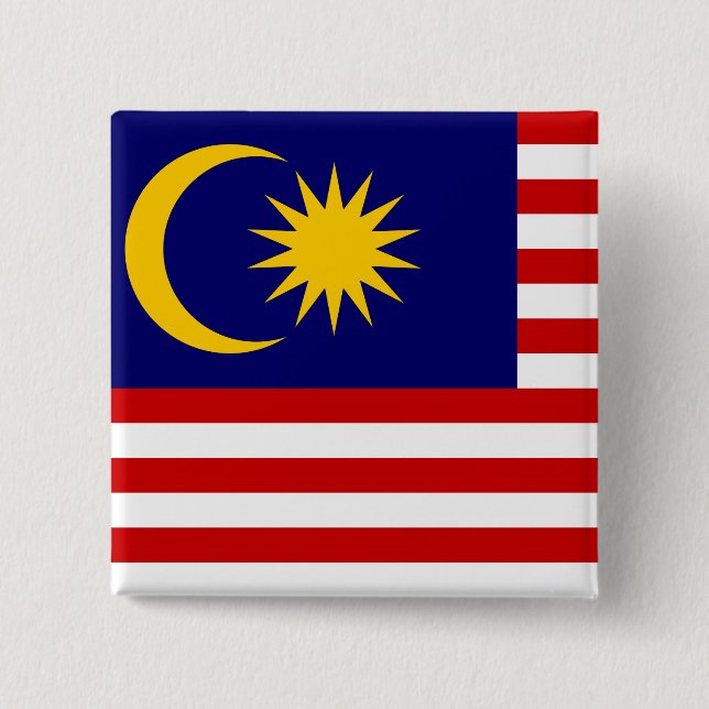 Macaron Carré 5 Cm Flag malaisien (Devant)