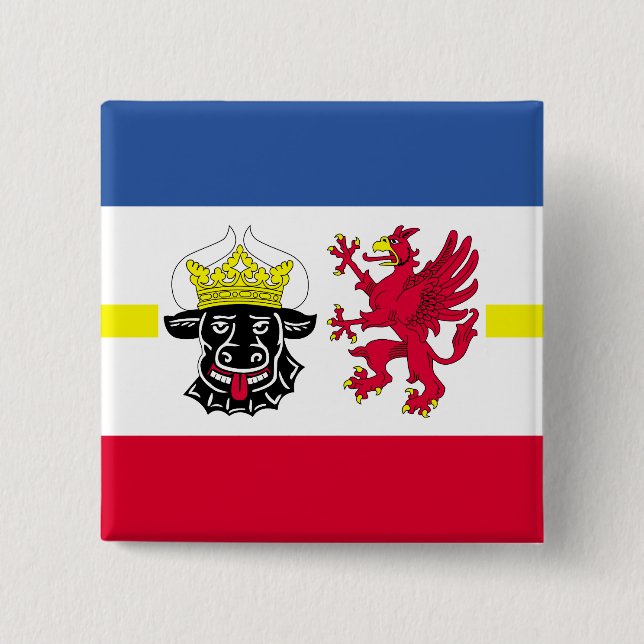 Macaron Carré 5 Cm Flag of Mecklenburg-Western Pomerania Pinback Butt (Devant)