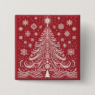 Macaron Carré 5 Cm Flair festif : Boutons et patchs d'arbre de Noël