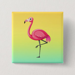 Macaron Carré 5 Cm Flamant Rose de Style Cartoon