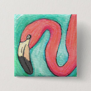 Macaron Carré 5 Cm Flamant rose rose - bouton tropical