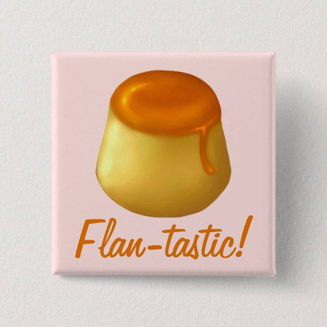 Macaron Carré 5 Cm Flan-tastic ! Bouton/Pin (Devant)