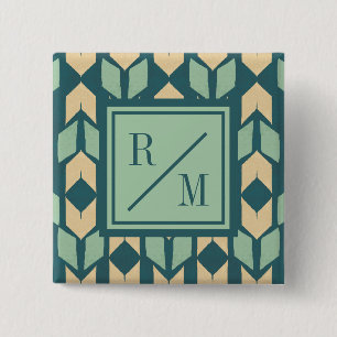 Macaron Carré 5 Cm Flèche turquoise géométrique extérieure d'étape  
