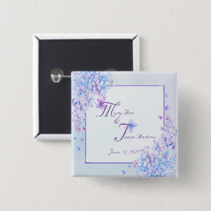 Macaron Carré 5 Cm Fleur de Lilas Bleu Aquarelle Violet