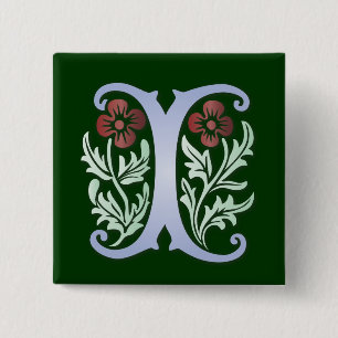 Macaron Carré 5 Cm Fleur de lis I Monogramme