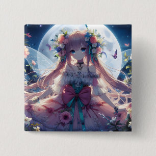 Macaron Carré 5 Cm Fleur de lune d'Anime