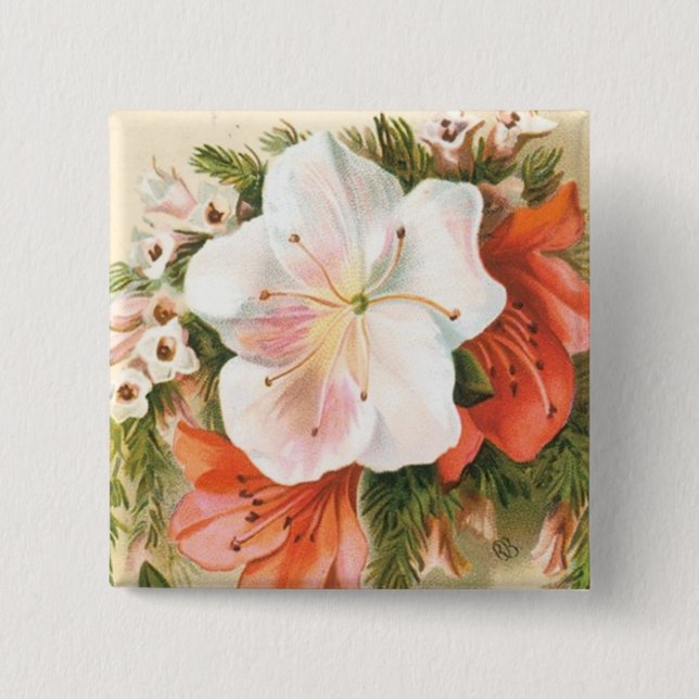 Macaron Carré 5 Cm Fleur de Noël joyeuse (Devant)