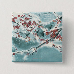Macaron Carré 5 Cm Fleur de prune dans la neige