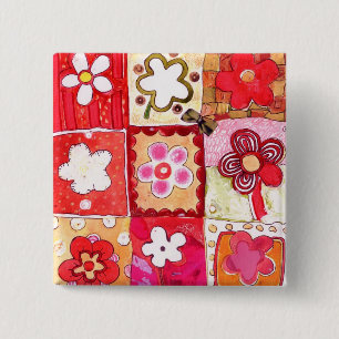 Macaron Carré 5 Cm Fleurs heureuses