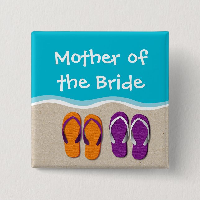 Macaron Carré 5 Cm Flip Flop Mariage sur la Beach Bridal Party (Devant)
