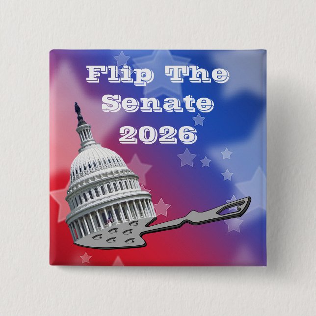 Macaron Carré 5 Cm Flip The Senate Vote 2026 (Devant)