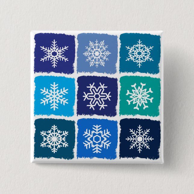 Macaron Carré 5 Cm Flocon de neige (Devant)