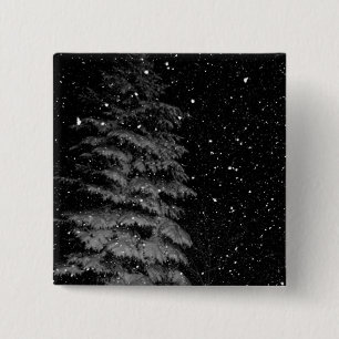 Macaron Carré 5 Cm flocons de neige la nuit photo unique