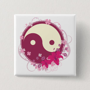 Macaron Carré 5 Cm Floral rose de Yin Yang