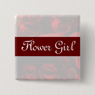 Macaron Carré 5 Cm "Flower Girl" - Bouquet Rose rouge (2)