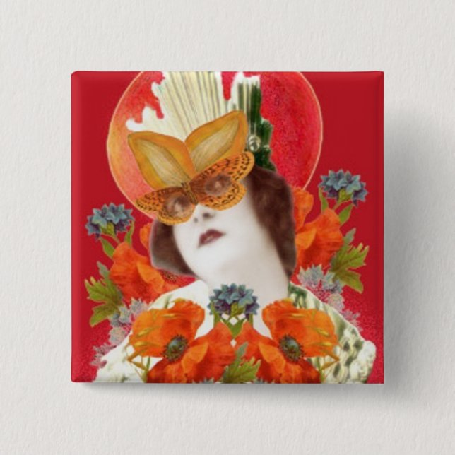 Macaron Carré 5 Cm flowerLadyMangoHead II (Devant)