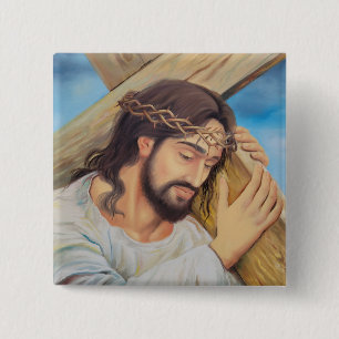 Macaron Carré 5 Cm Foi chrétienne Jésus Christ