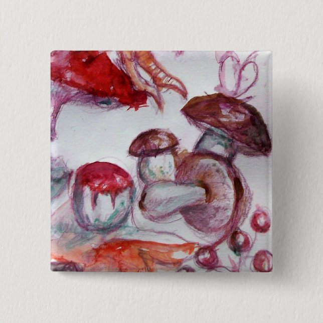 Macaron Carré 5 Cm FOLLET MAGIQUE DE CHAMPIGNONS Détails (Devant)