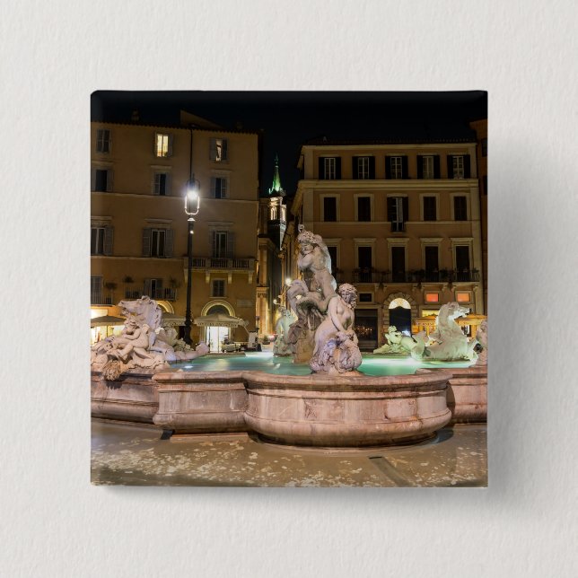 Macaron Carré 5 Cm Fontaine de Neptune sur la Piazza Navona - Rome (Devant)