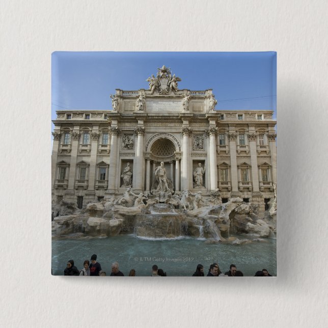 Macaron Carré 5 Cm Fontaine historique de Trevi à Rome, Italie (Devant)