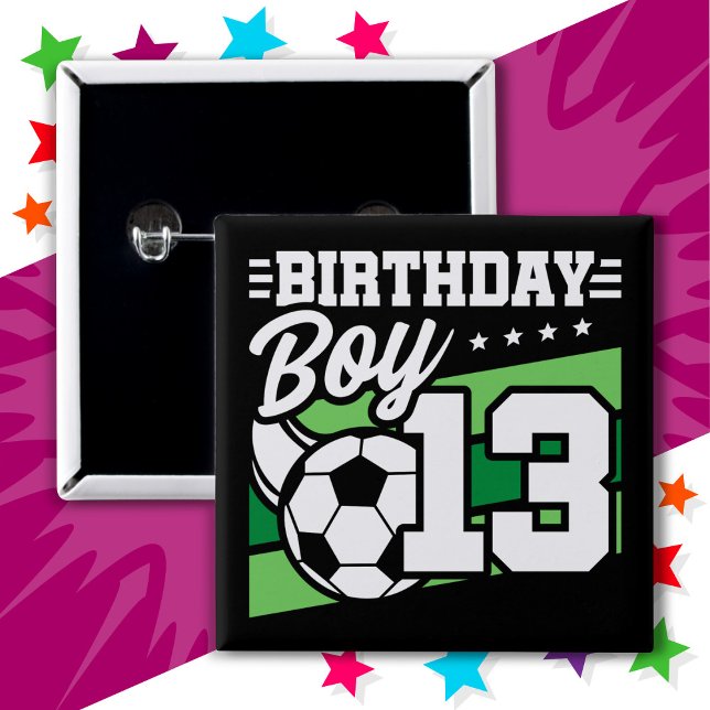 Macaron Carré 5 Cm Football 13 ans Football Enfants 13e anniversaire  (Créateur téléchargé)