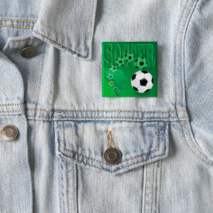 Macaron Carré 5 Cm Football Afrique Vert Gras Football