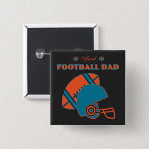 Macaron Carré 5 Cm Football papa sportifs amateurs orange bleu vintag