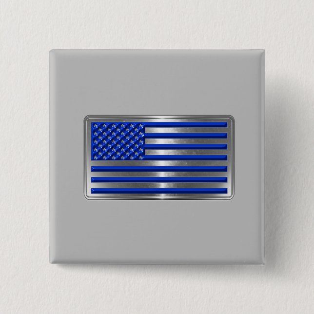 Macaron Carré 5 Cm Forces armées et police USA Flag Hommage (Devant)