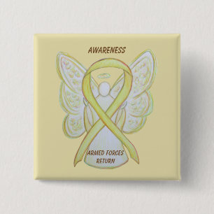 Macaron Carré 5 Cm Forces armées - Retour Sensibilisation Ruban Angel