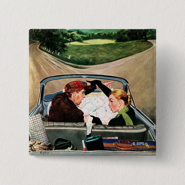 Macaron Carré 5 Cm Fourche sur la route (Devant)