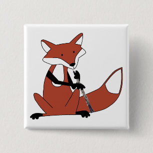 Macaron Carré 5 Cm Fox jouant le hautbois