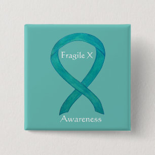 Macaron Carré 5 Cm Fragile X Conscience Turquoise Personnalisée Éping