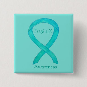 Macaron Carré 5 Cm Fragile X Conscience Turquoise Personnalisée Éping